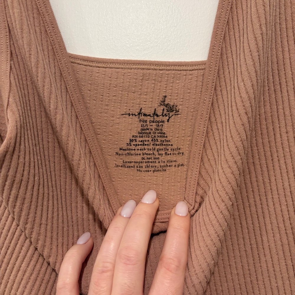 Free People Intimately Solid Rib Brami Size XS / S Almond Beige Nude NWT NEW - Picture 6 of 8